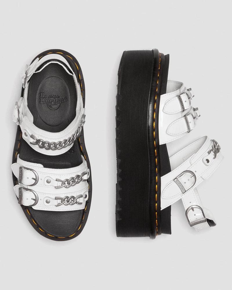 Women's Dr Martens Voss II Chain Patent Leather Gladiator Sandals White | AU 302VRW